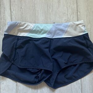 lululemon athletica Navy Shorts with Pastel Striped Waistband